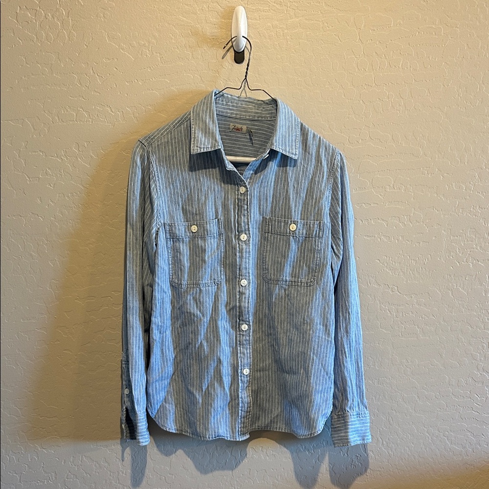 Faherty Blue Striped Button-Down Shirt - image 1